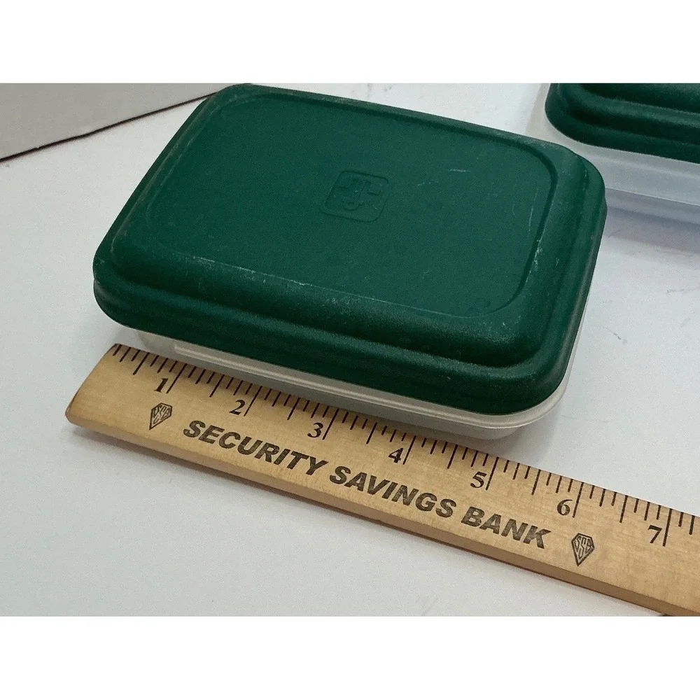 Anchor Hocking Vintage Food Storage Containers Green Lids Set of 2 Kitchenware